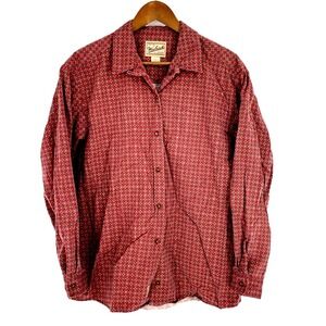 Vintage Woolrich Womens Corduroy Shirt Sz L Multicolor Floral Button Up Pocket